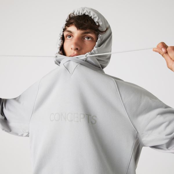 Lacoste CONCEPTS Collaboration Hooded Fleece Sweatshirt - Mikiny Pánské Šedé | CZ-NBkTbb